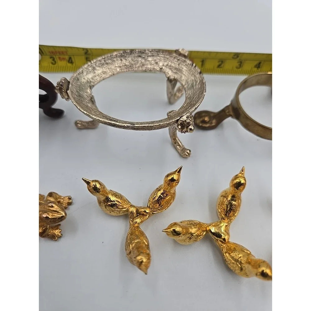 Vitnage Brass Easter Egg Gold rabbit Frog Bird stand 1986‎ Japan Lot Of 9